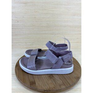 Ecco Flowt Wood Rose Leather Ankle Strap Sandals Womens Size 39 US 8/8.5